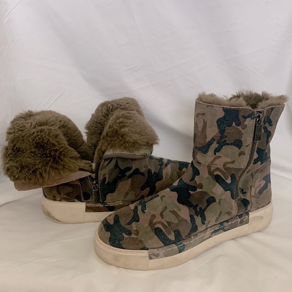J/SLIDES Victory Camouflage Platform Suede Zip Sides Sneaker Boots - Picture 3 of 7